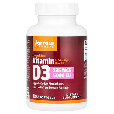 Vitamin D3 supplement bottle with Jarrow Formulas label on a white background