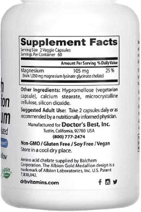 Doctor's Best High Absorption Magnesium 105mg | 100% Chelated TRAACS® | Starter & Maintenance Dose - United Vitamins