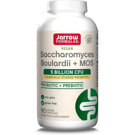 Saccharomyces Boulardii + MOS – Jarrow Formulas | High - Dose Probiotic Yeast | 250mg | 90/180 Vegan Capsules | Lab - Tested; Non - GMO - United Vitamins