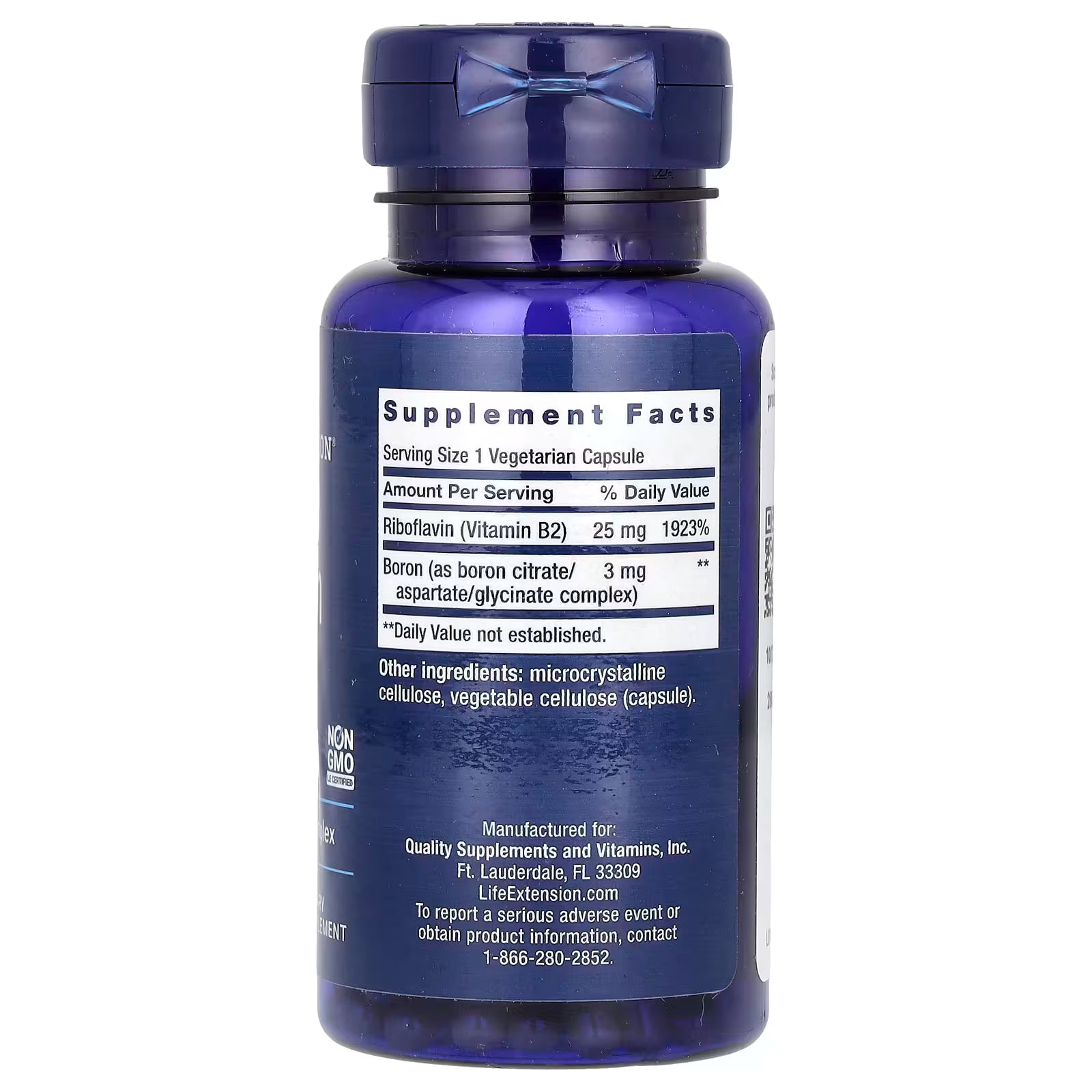 Life Extension Boron 3mg Supplement Facts – Boron Citrate Aspartate Glycinate Complex, GMP Certified, Non-GMO