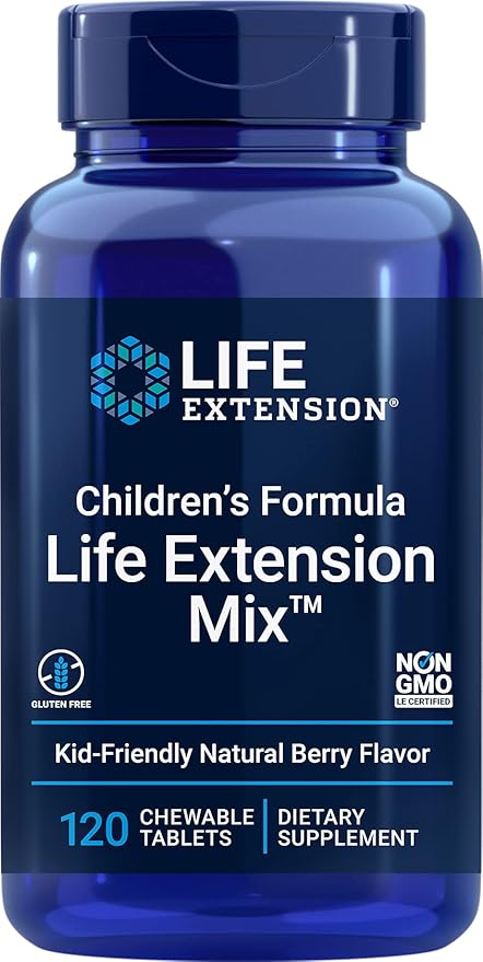Life Extension Children's Formula Mix – Multivitamin for Kids, 18 Essential Vitamins & Minerals | Berry Flavoured, No Added Sucrose, Gluten - Free, Non - GMO | 120 Chewable Tablets - United Vitamins