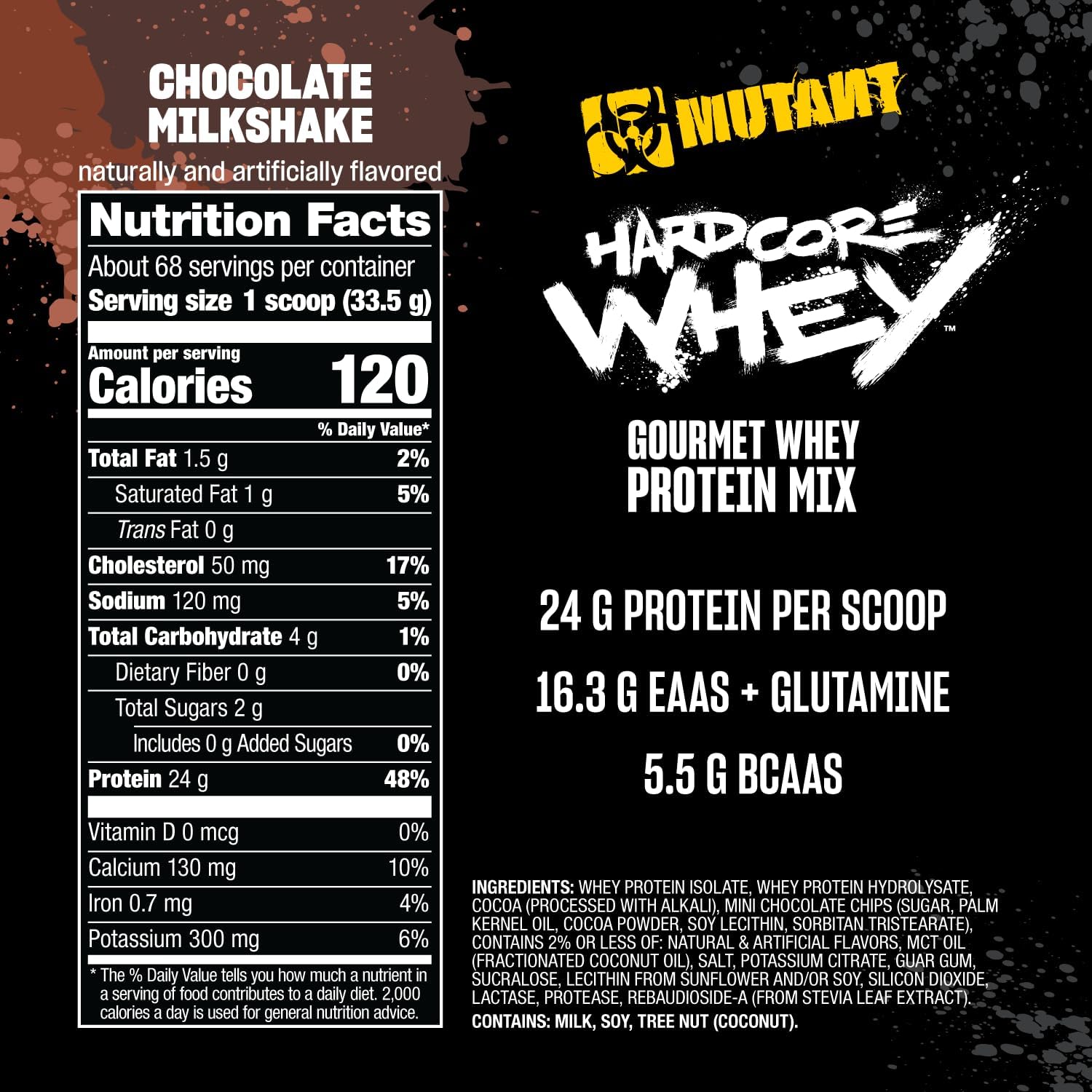 Mutant Hardcore Whey 2270g – Pure Whey Isolate & Hydrolysate | 24g Protein, EAAs, BCAAs & Digestive Enzymes - United Vitamins
