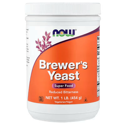 Container of NOW Brewer's Yeast on a white background