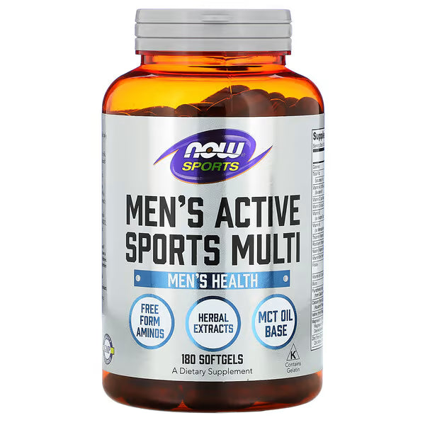 NOW Foods Men's Active Sports Multi 90 softgels front bottle best men's multivitamin for athletes