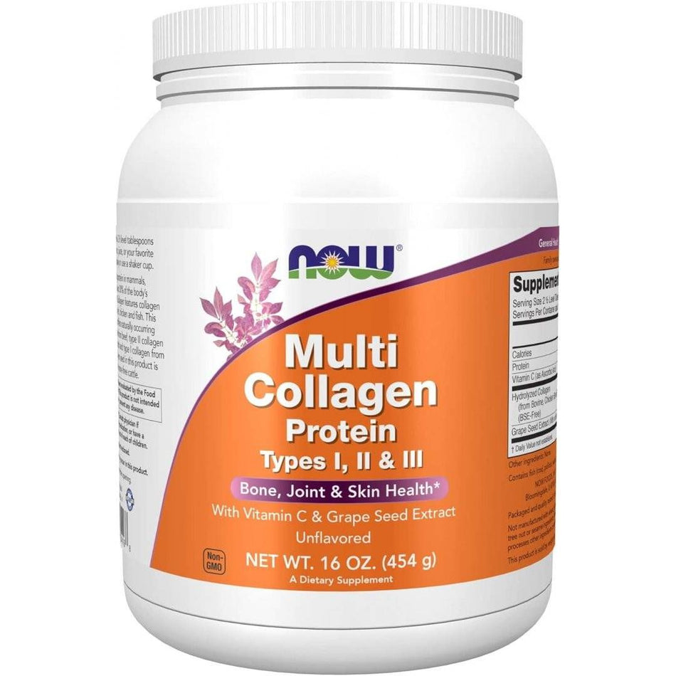 Multi Collagen Type I, II &amp; III Protein Powder – 454 g – NOW Foods - United Vitamins