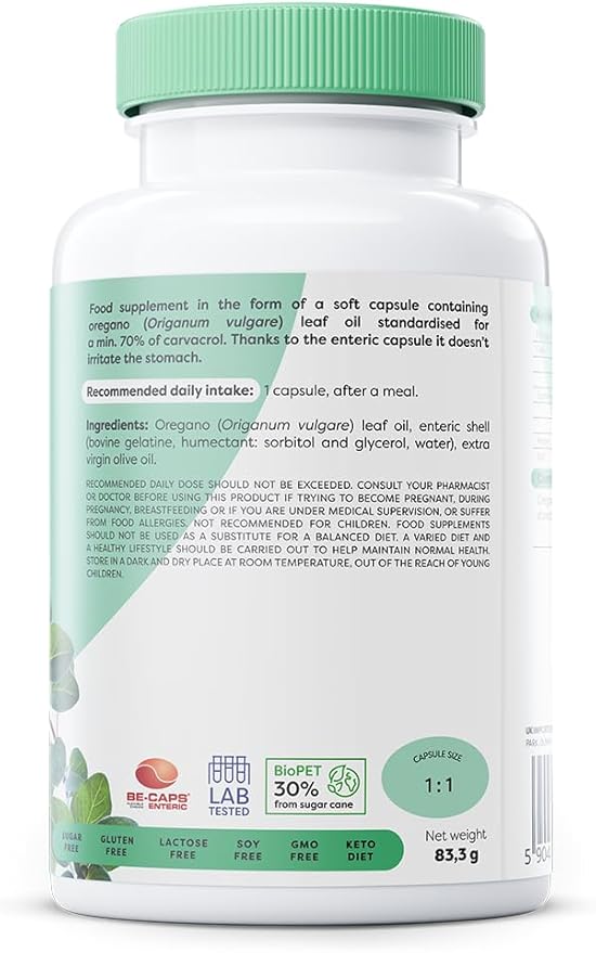 Osavi Oregano Oil 180mg Carvacrol – 120 Enteric Softgels | 70% Carvacrol | Immune & Respiratory Support - United Vitamins