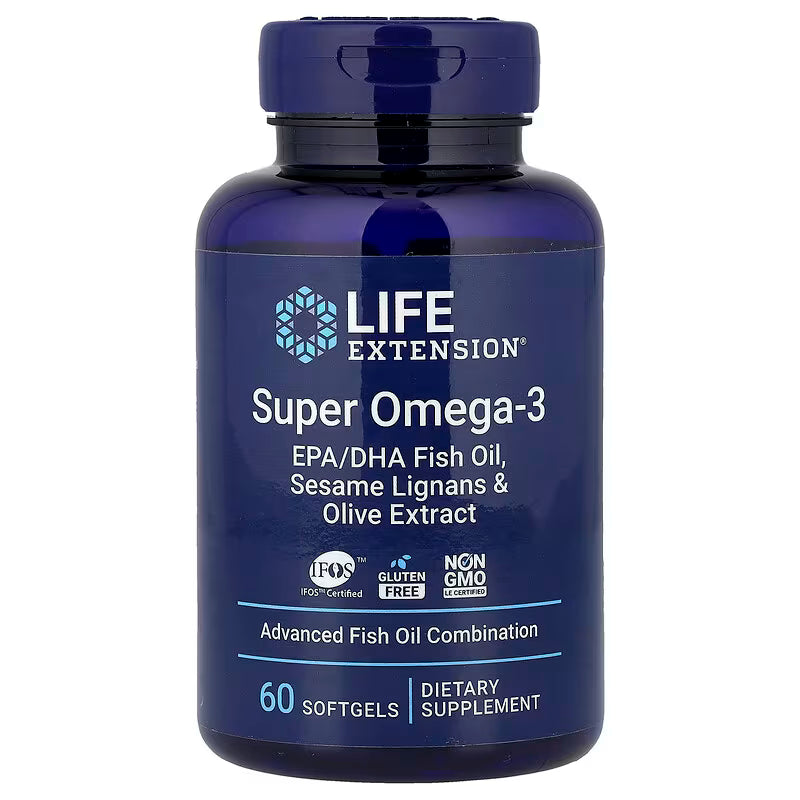Life Extension Super Omega-3 EPA/DHA with Sesame Lignans and Olive Extract – 60 Softgels – Heart, Brain & Joint Support Supplement UK