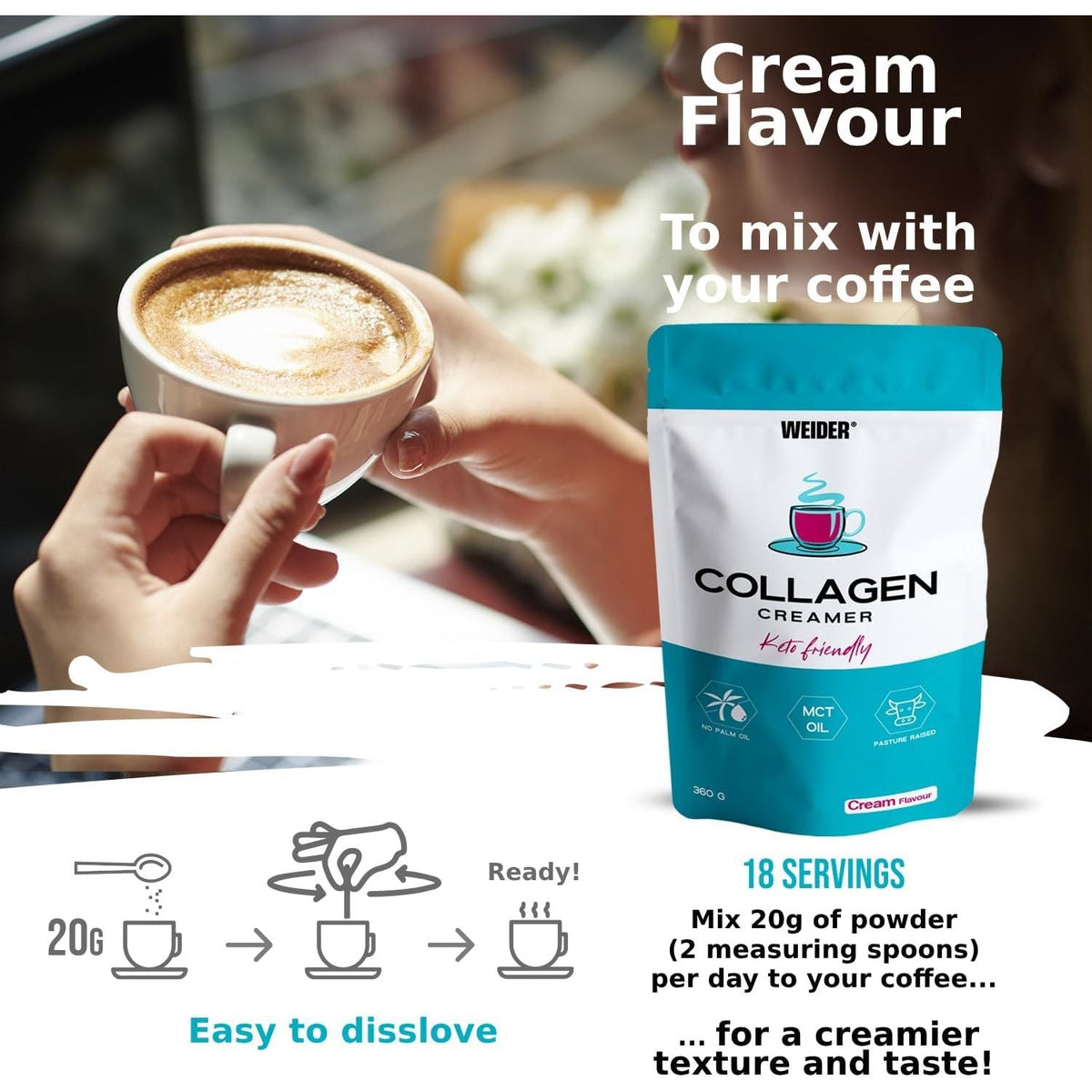 Weider Collagen Creamer 360g – Grass Fed Collagen + MCT Powder - United Vitamins