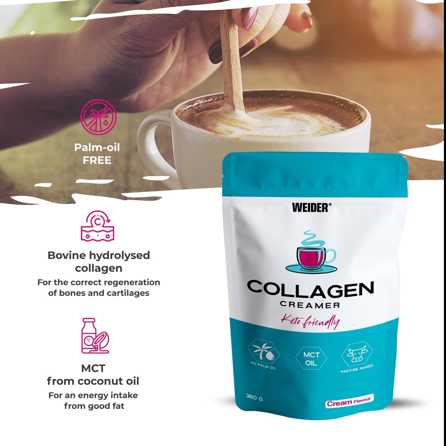 Weider Collagen Creamer 360g – Grass Fed Collagen + MCT Powder - United Vitamins